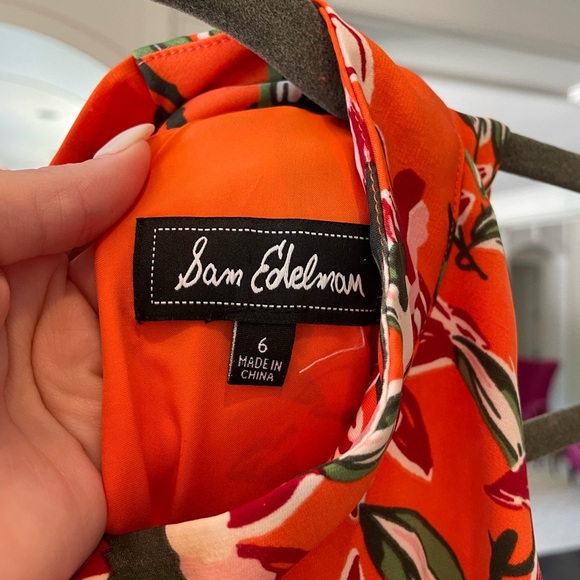 Sam Edelman Midi Orange Floral Tiered Dress - Picture 3 of 5